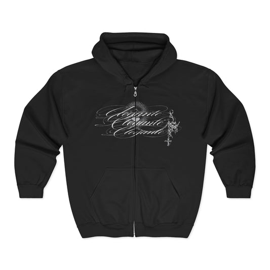 ELEGANTE cursive zip hoodie